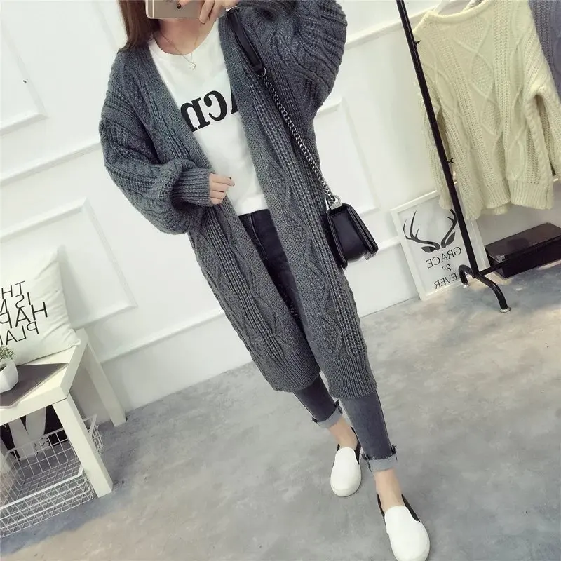 Женский вязаный кардиган HMK Длинный Кашемировый Свитер оверсайз с длинными