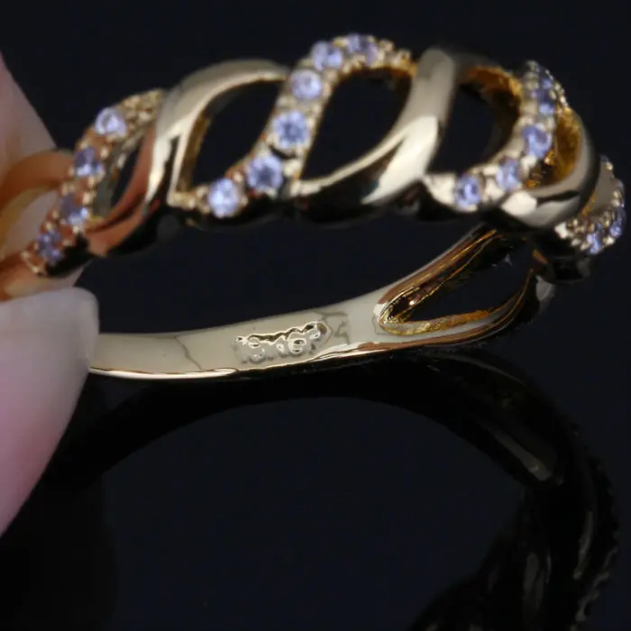 Женское кольцо Любовный монолог тонкий белый Фианит желтое золото размер 5 5/6 5/7 5/8