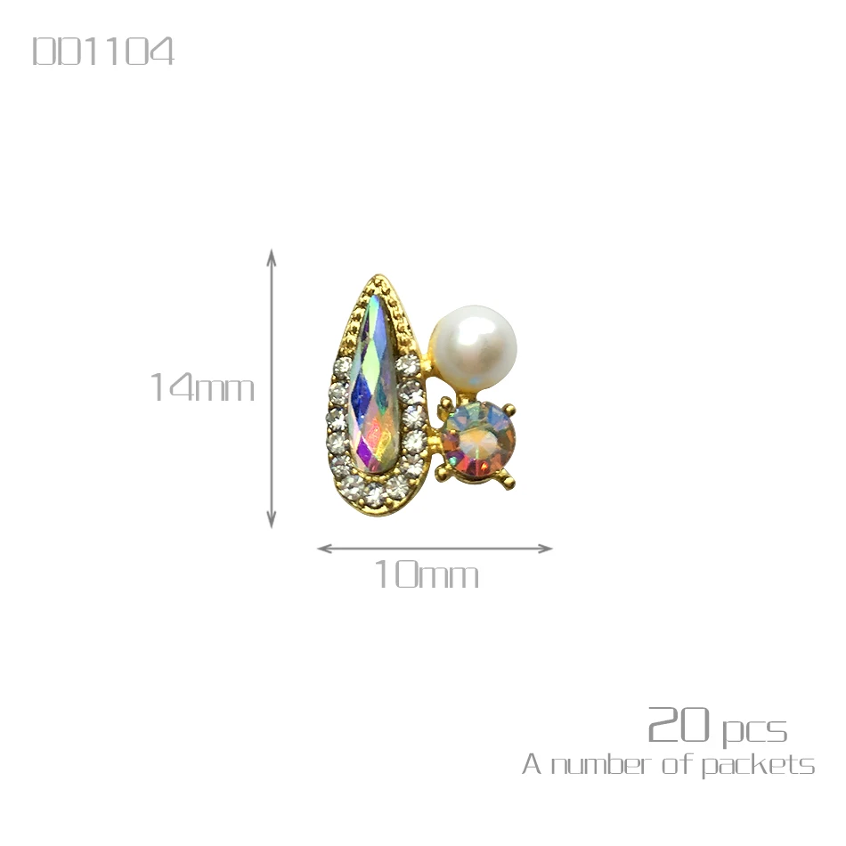 DD1104 -1 pack High Quality 20 pcs Gem pearl diamond Nail Decorators DIY nail art decorations metal tool | Красота и здоровье