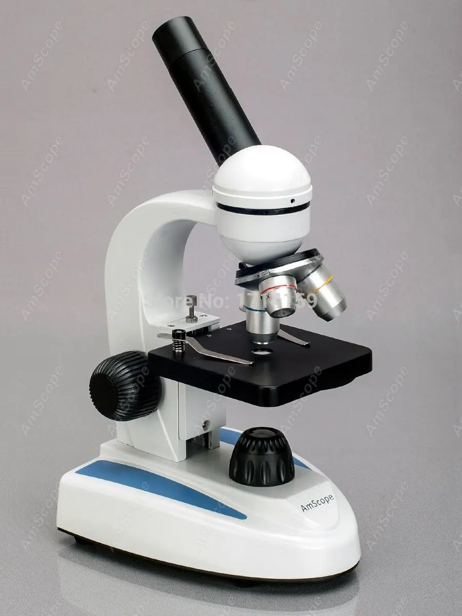 Школьные микроскоп-поставка AmScope 40X-1000X металлический корпус Стекло объектив