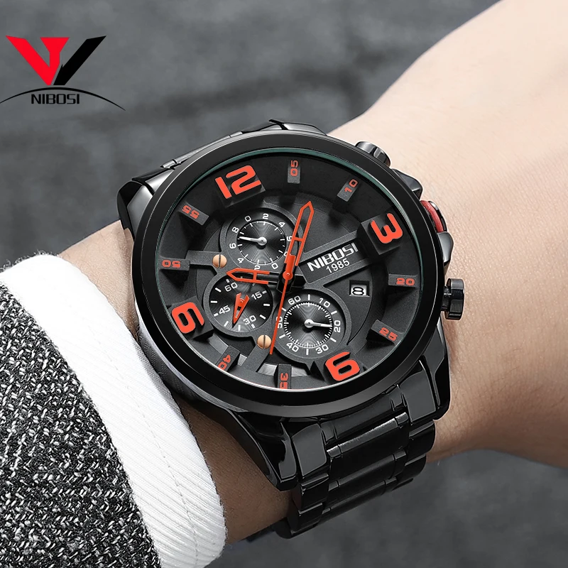 NIBOSI мужские часы Роскошные известный бренд Мужская мода платье военные
