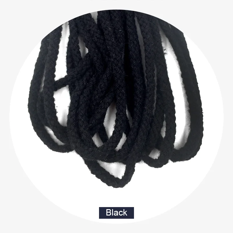 black ZYFMPTEX самая дешевая 5 метровая длина 5 мм цветная хлопчатобумажная веревка 14 цветных декоративных шнуров для рукоделия дома - Цвет: black