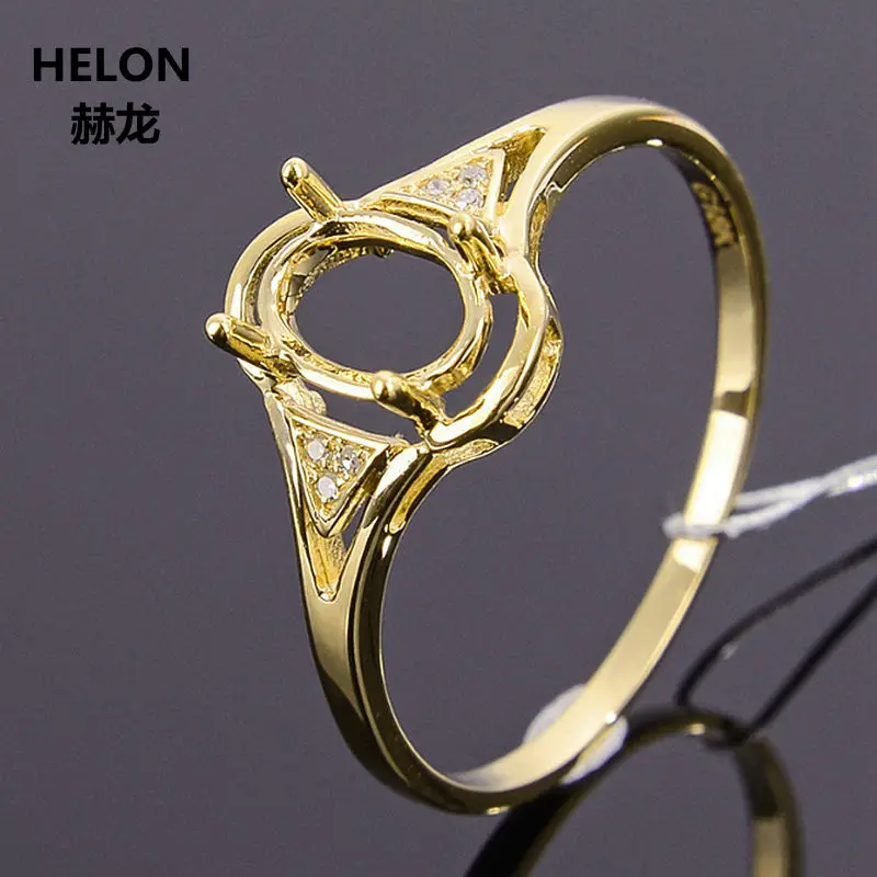 

Solid 14k Yellow Gold Natural Diamonds Women Engagement Ring 5x7mm Oval Cut Semi Mount Wedding Ring Setting