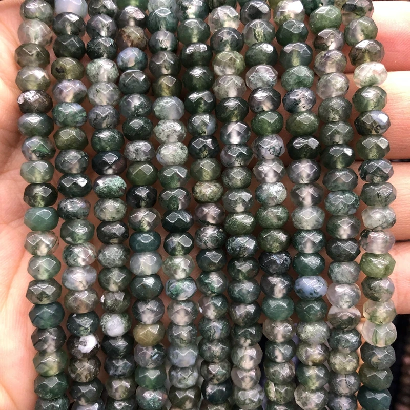 

Wholesale A Quality Moss Agate Beads,4x6mm 5x8mm Faceted Roundel Spacer Gem Stone Loose Beads for jewelry 15.5"/string