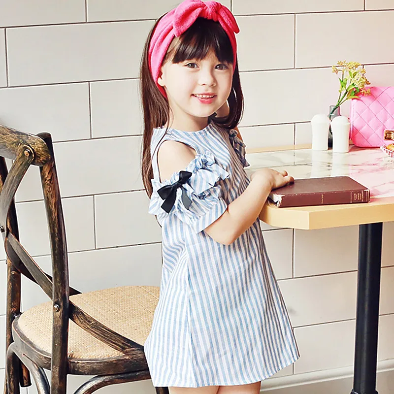 Детская одежда костюм для маленьких девочек платье принцессы с бантом летнее