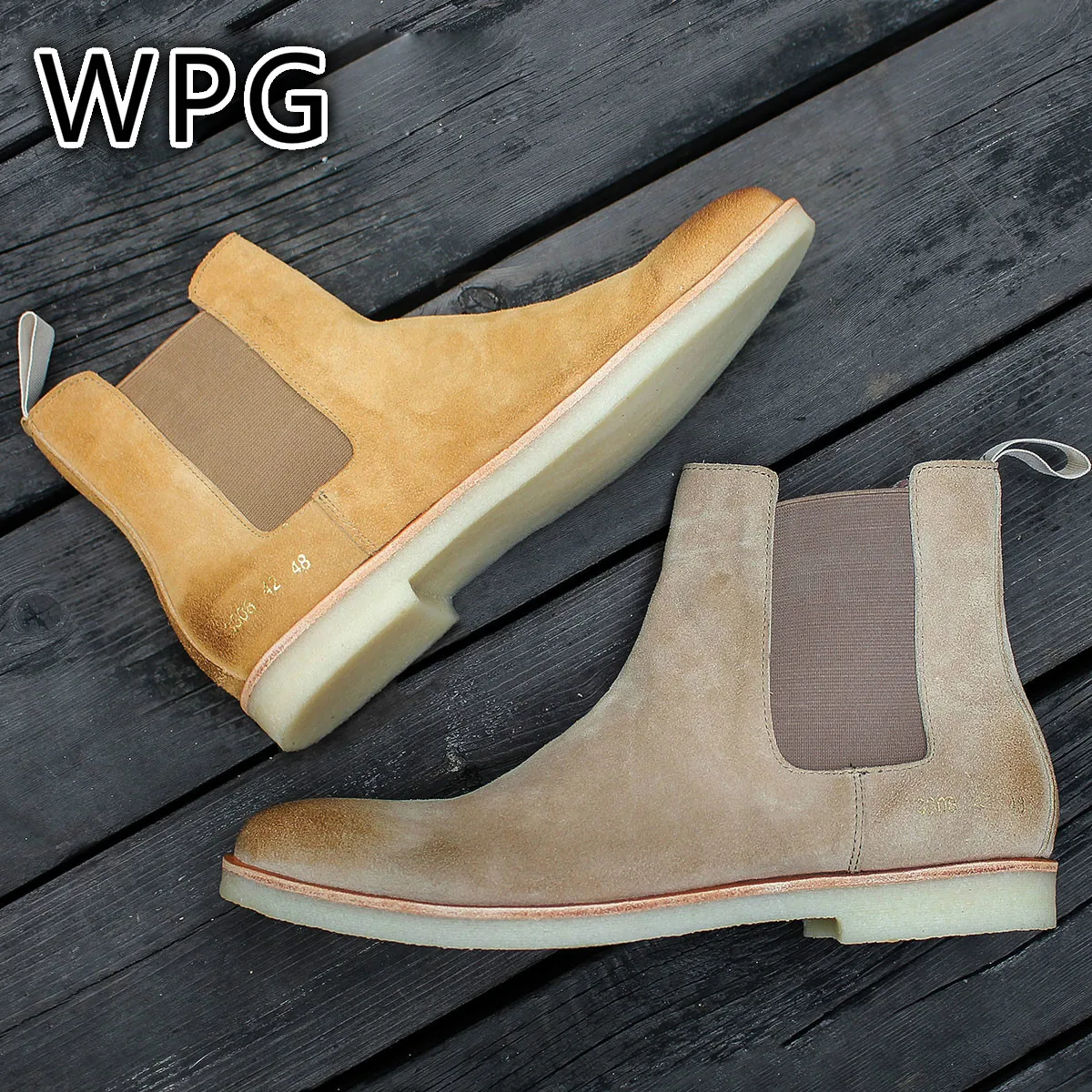 Мужские ботинки челси WPG винтажные джинсовые байкерские Новое поступление 2018 |