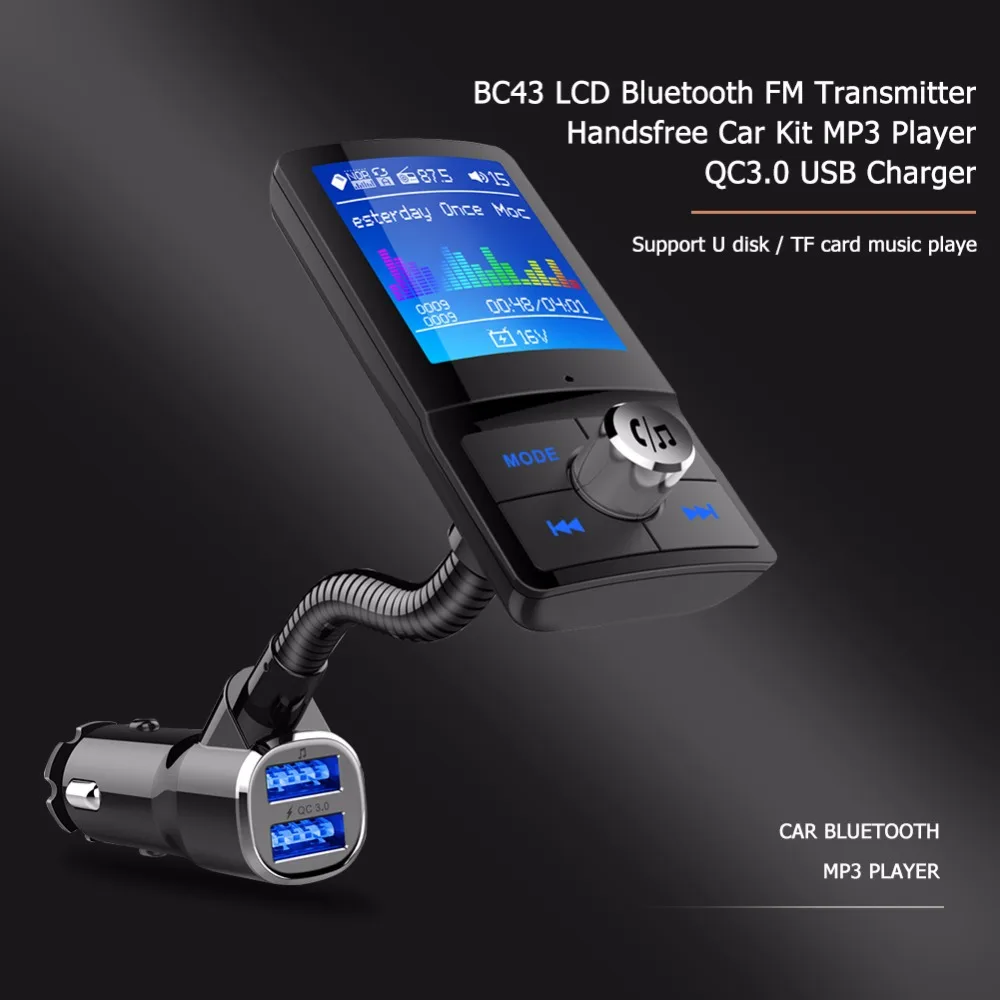 JINSERTA Автомобильный mp3 плеер Bluetooth fm-передатчик QC3.0 автомобильное зарядное устройство Беспроводная гарнитура поддержка USB флэш TF карта воспроизведения музыки