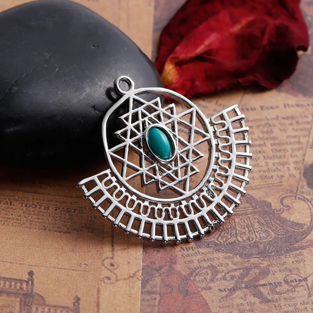 DoreenBeads медный серебристый цвет Sri Yantra медитация кулоны с кабошонами из смолы DIY