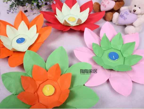 Бумажные Цветочные светильники лотосы бумага цветок Лотос Фонарь вода плавающая
