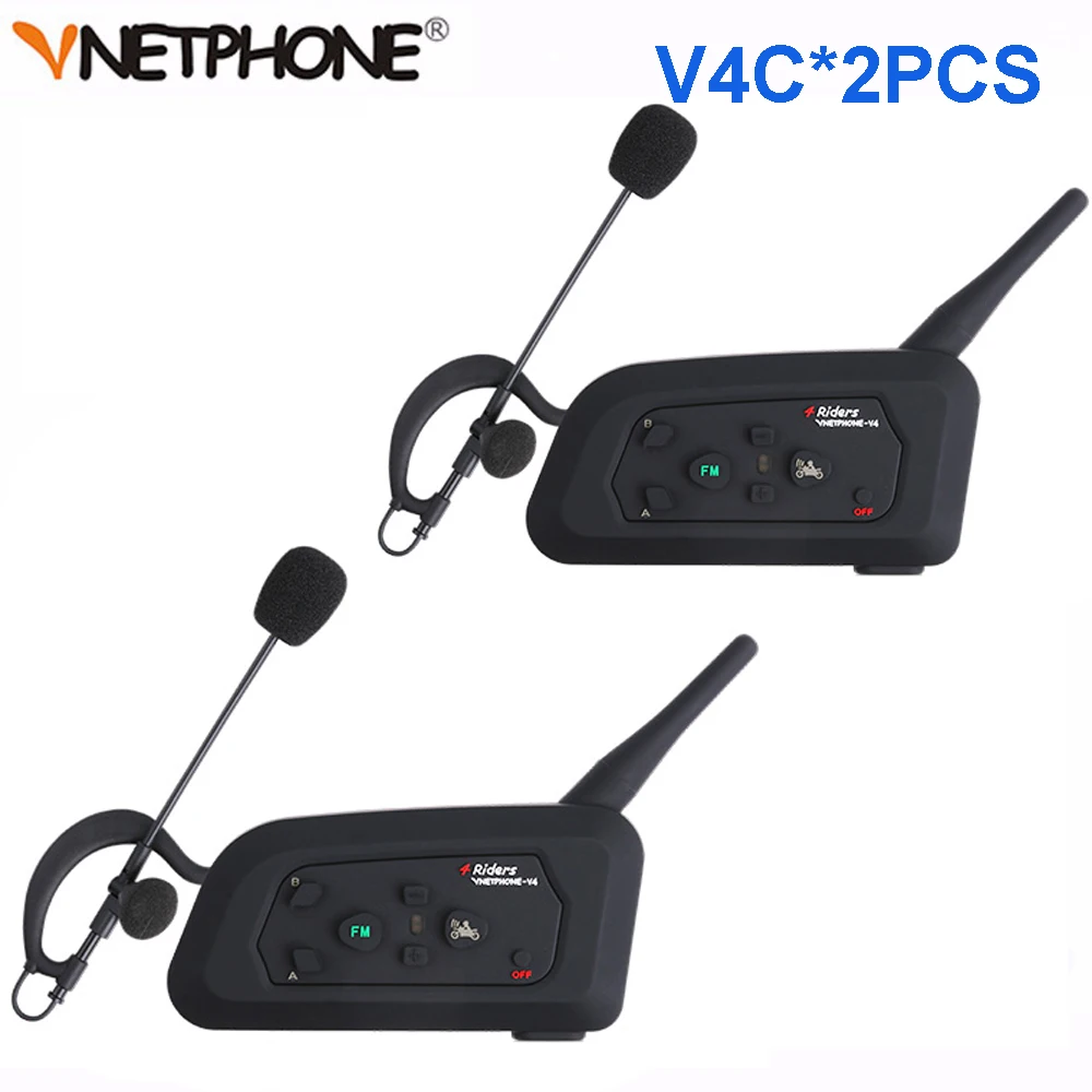 2 комплекта Vnetphone V4C 1200 м Bluetooth гарнитура домофон полный дуплексный футбол рефери наушники с FM радио BT переговорные наушники