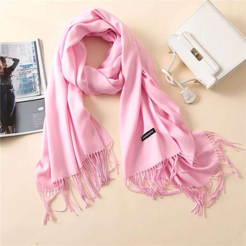 2017 Новинка зимы Дизайн одноцветное Ленточки кашемировый шарф шаль Для женщин Pashm