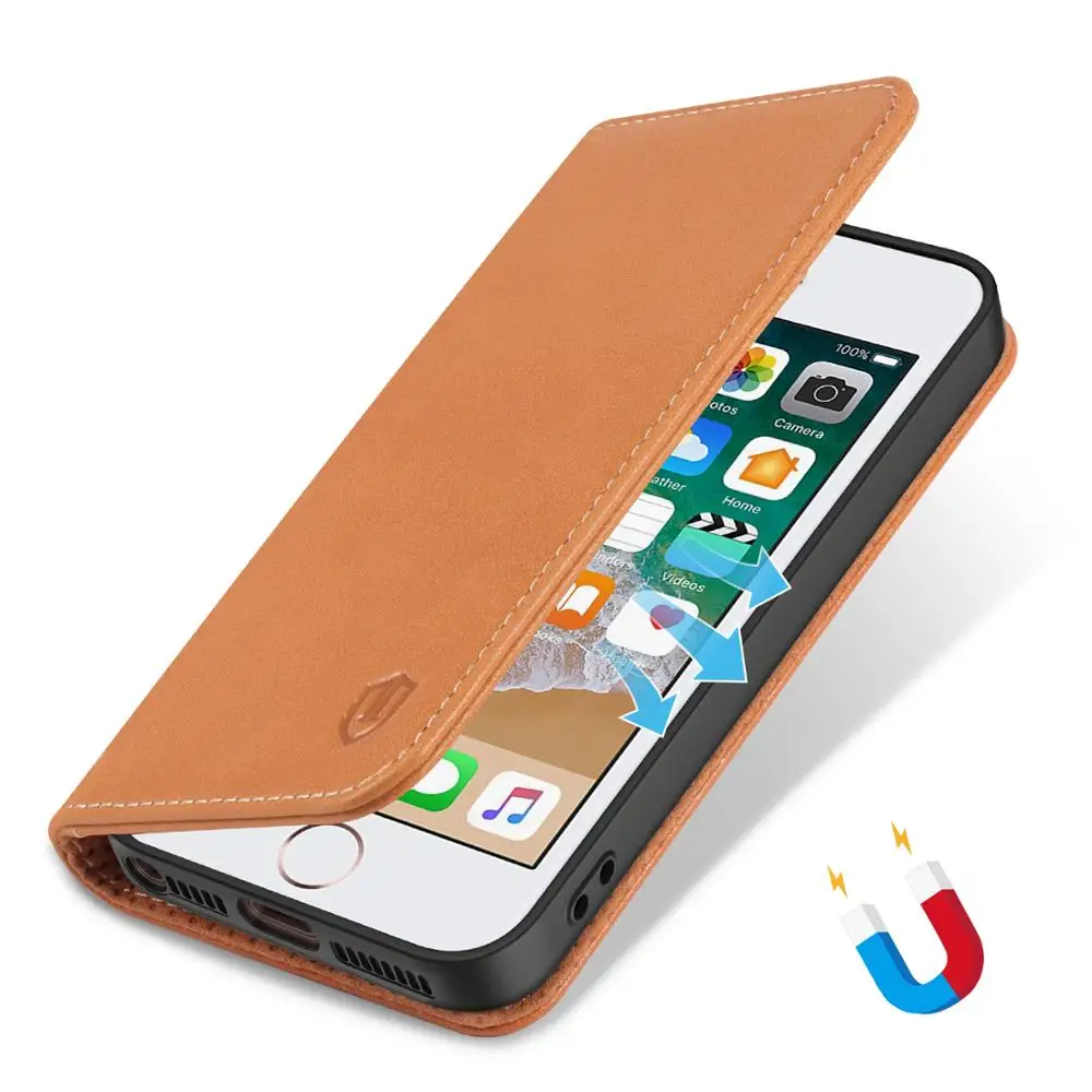 Чехол бумажник SHIELDON для iPhone 5/5s/se【натуральная кожа ID Holder【Card Слоты kickstand【card