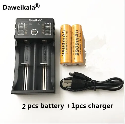 2 PCS /nuevo 18650 batera de 3,7 V recargable 18650 batera Li-Ion 9900 mAh+ 1 piezas 18650 cargador de batera inteligente - Цвет: 2 PCS