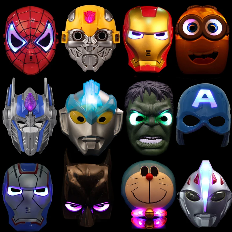 

5piece/lot free shipping Halloween children and men's luminous mask Full face LED luminous mask