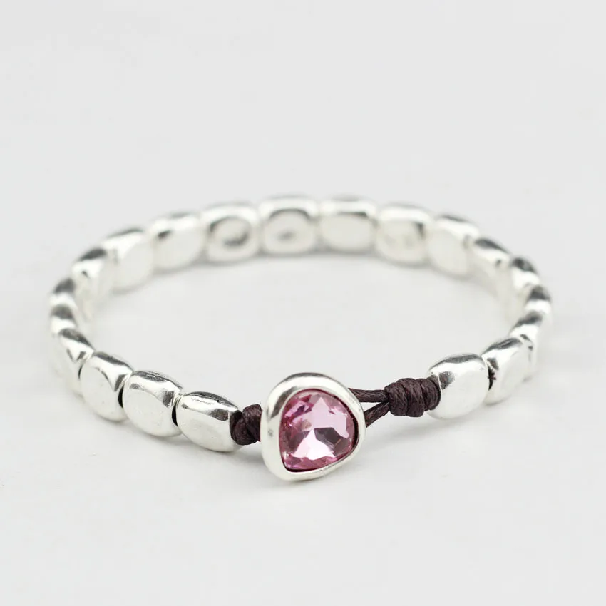 Женский браслет из голубых кристаллов Anslow розовый ручной работы ювелирный