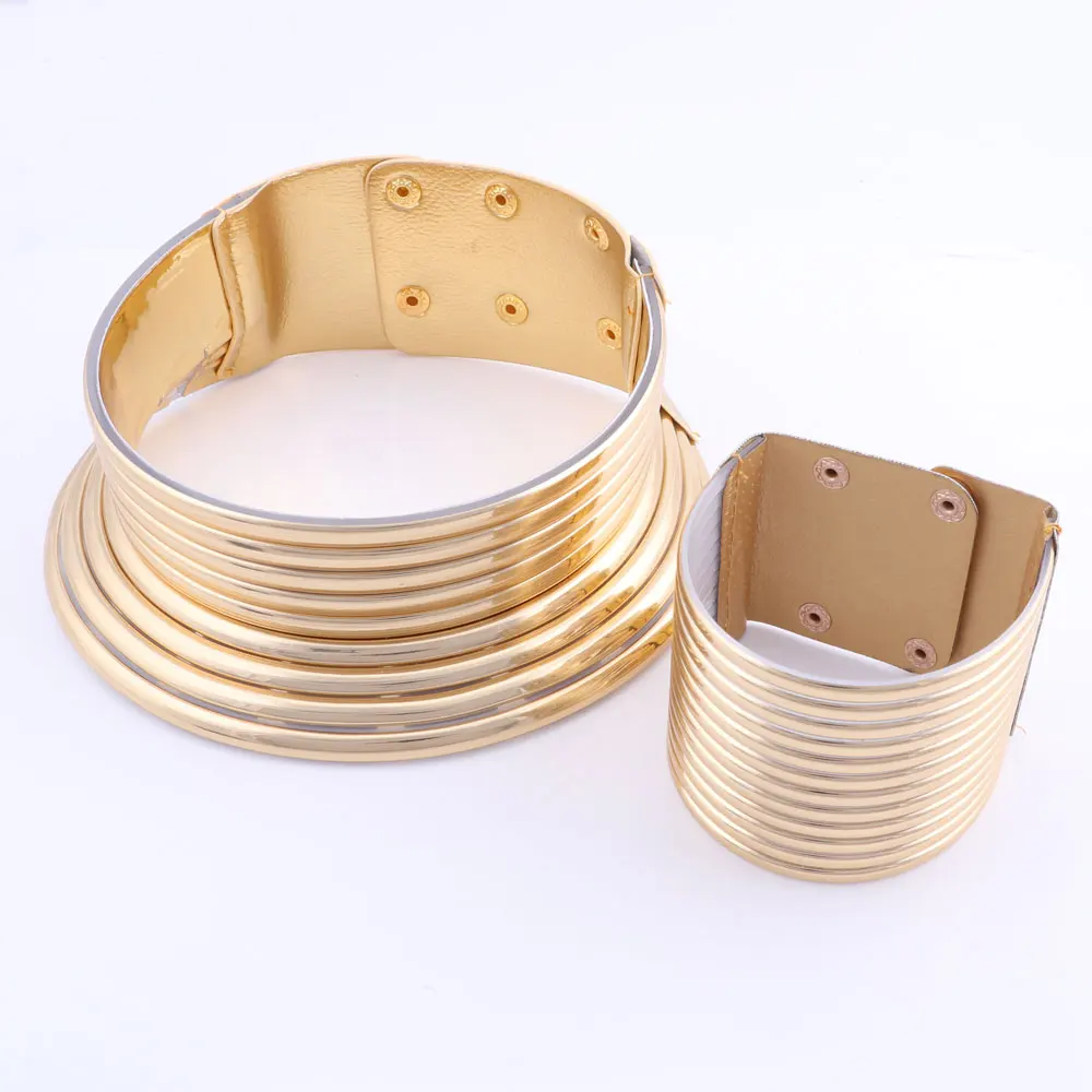 Винтажные индийские ювелирные наборы золотого цвета женский массивный кожаный