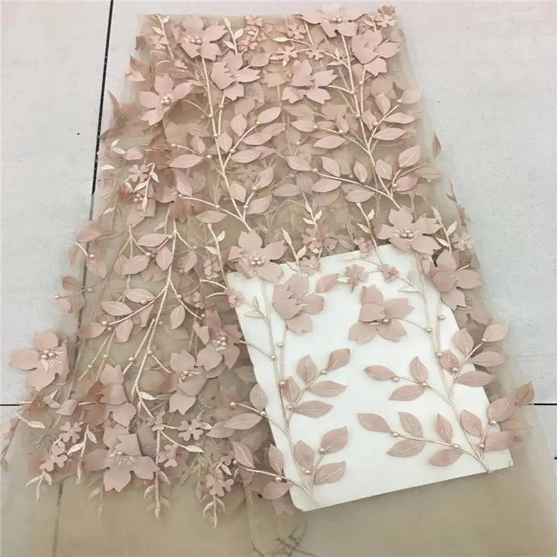 As Picture VILLIEA 3D Цветы последние африканские шнур кружева ткани высокого качества нигерийская кружевная ткань для свадьбы африканская кружевная ткань - Цвет: As Picture