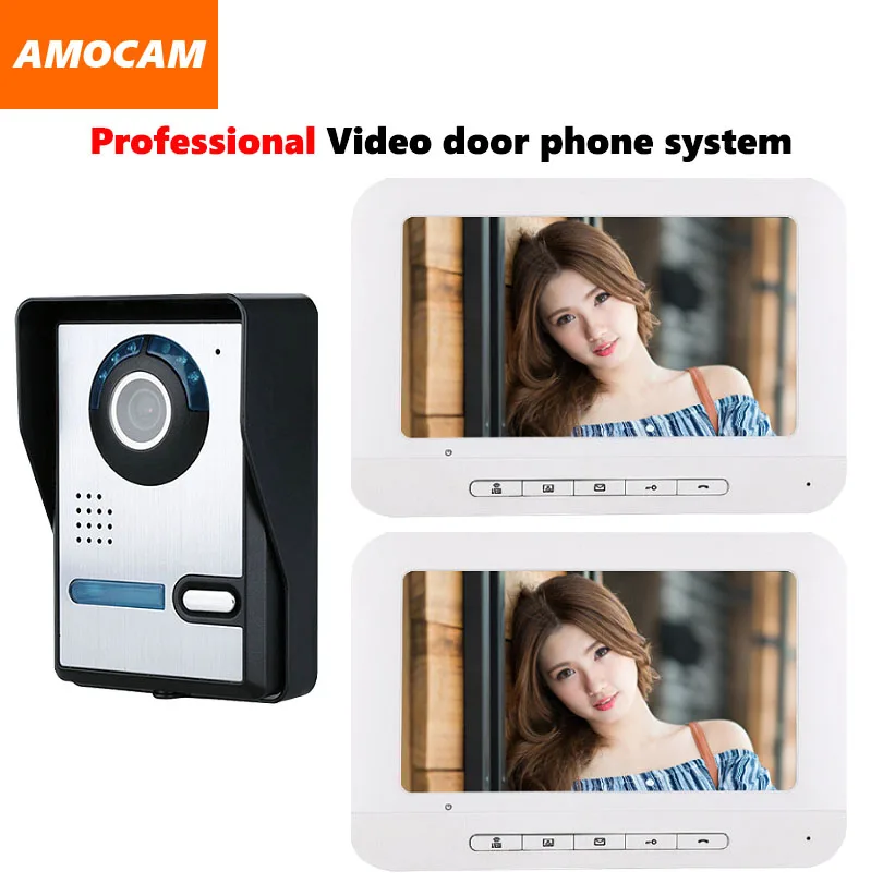 

7" Monitor Video Doorbell Door Phone Kit IR Night Vision Door Camera Video Intercom interphone system for home villa 2-monitor