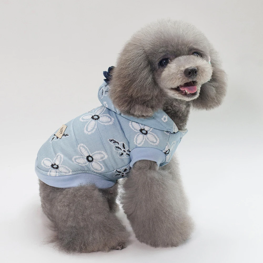 Джинсовые куртки для собак Осень зима 2019 теплые пальто синий и светильник