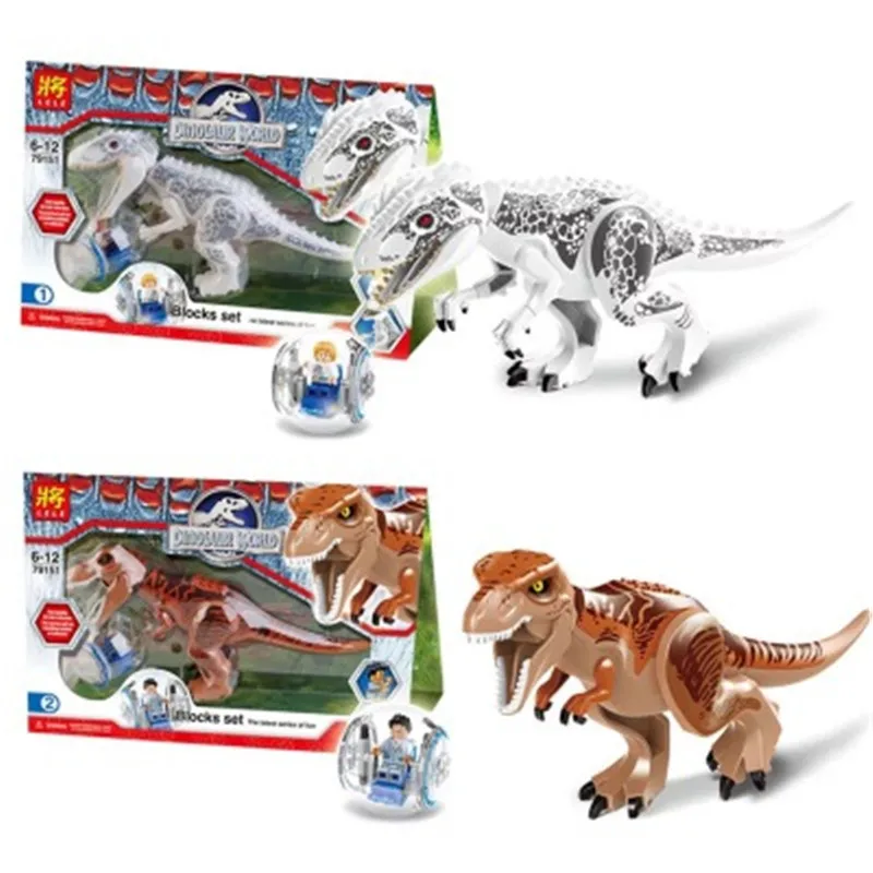 79151 Legoings 2 шт./компл. Юрского Dinosaur World цифры тираннозавров Рекс строительные блоки