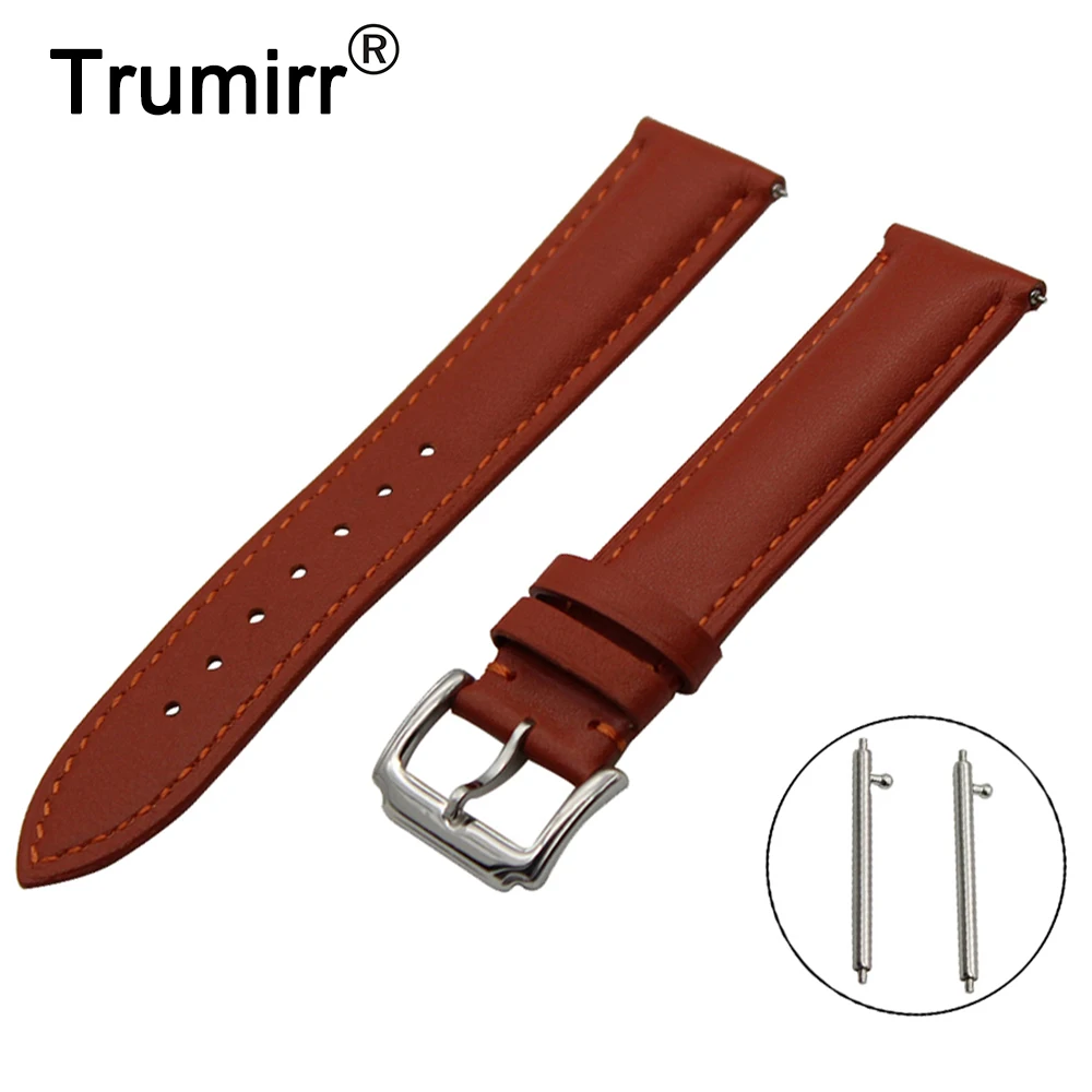 

20mm First Layer Genuine Leather Watch Band Quick Release Strap for Ticwatch 2 42mm Wrist Belt Bracelet Black Brown +Spring Bar