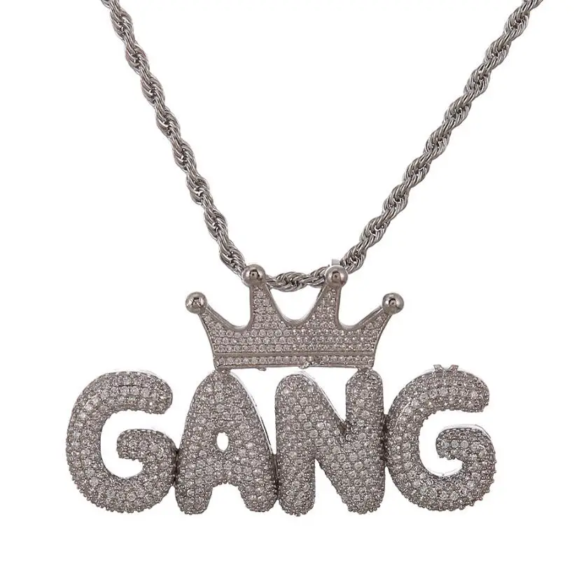 Для мужчин хип-хоп Iced out Bling ворона с бандой кулон цепочки и ожерелья s AAA Циркон