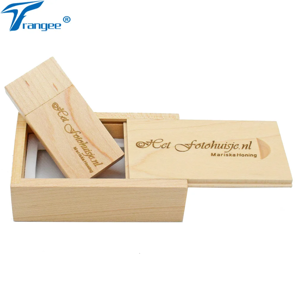 Флэш накопитель USB Trangee из древесины клена 4 ГБ 8 16 32 флэш с деревянной коробкой (5
