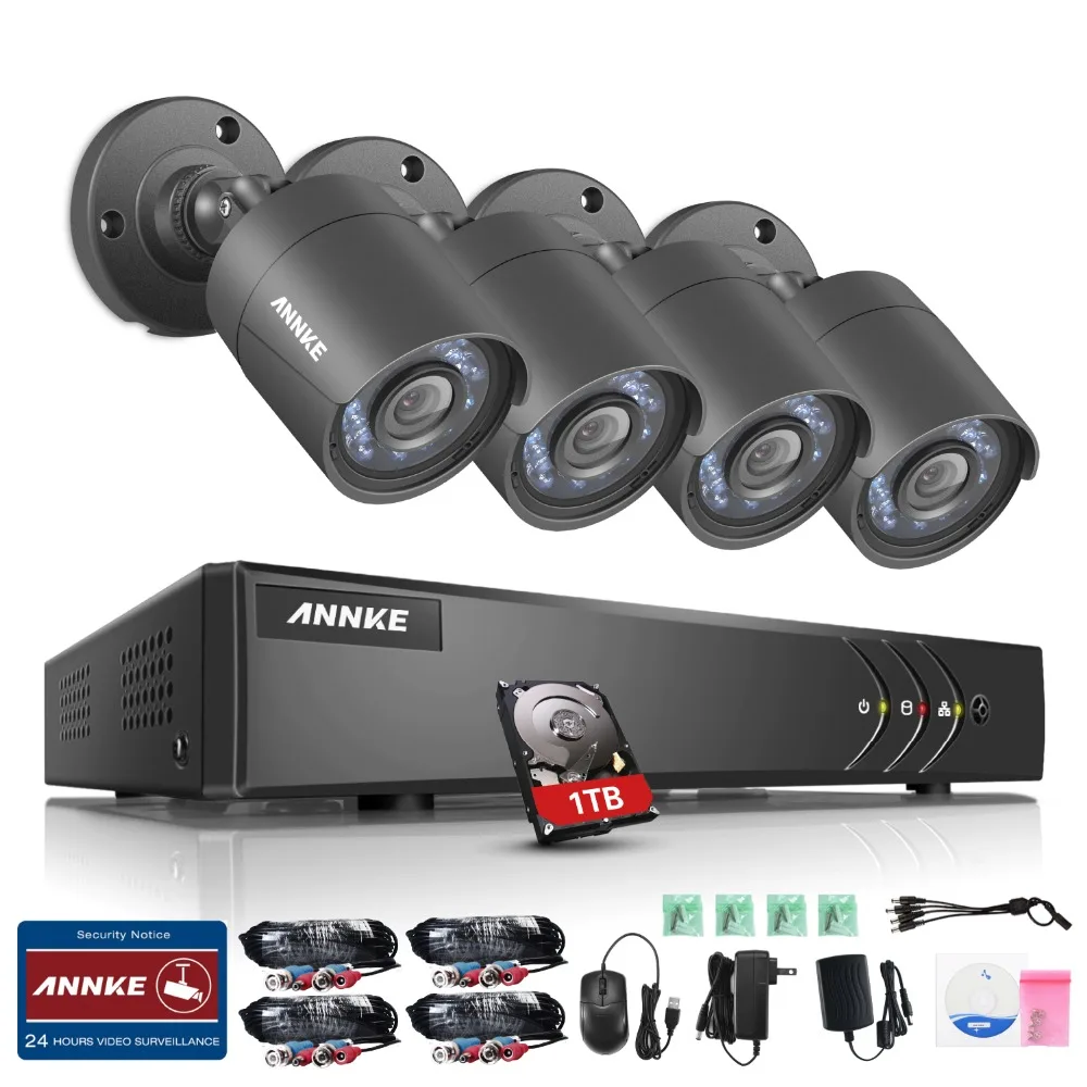 ANNKE 720 P 8CH 5в1 HD TVI камера безопасности системы 1080N DVR видео рекордер 4 шт. 1280TVL
