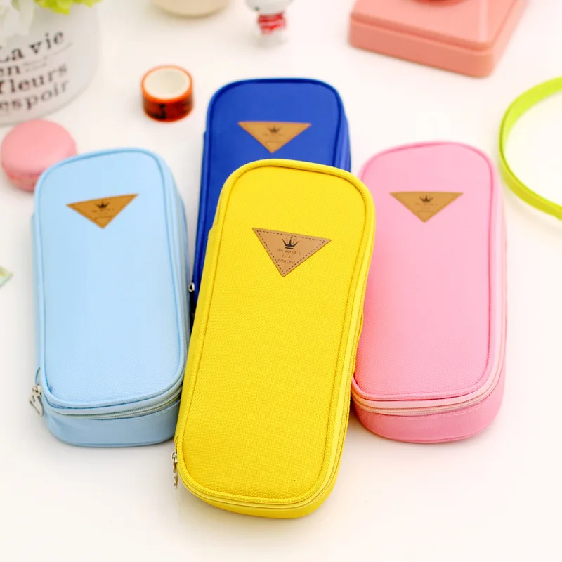 

Creative Style Candy Color Brief Canvas Pencil Case Multifunction Stationery Storage Organizer Bag School Supply Student Gift