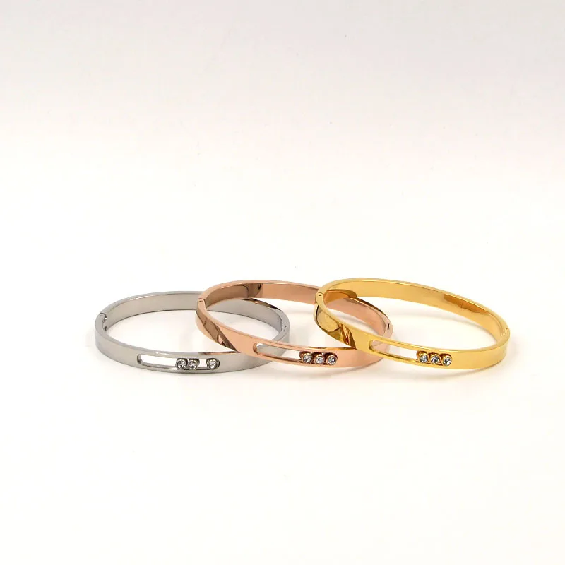 Модные женские ювелирные изделия браслет съемные стразы из нержавеющей стали