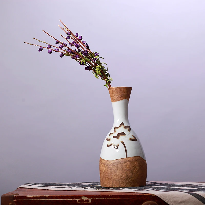 Традиционный китайский винтажный керамический Лотос рельефная ваза для цветов