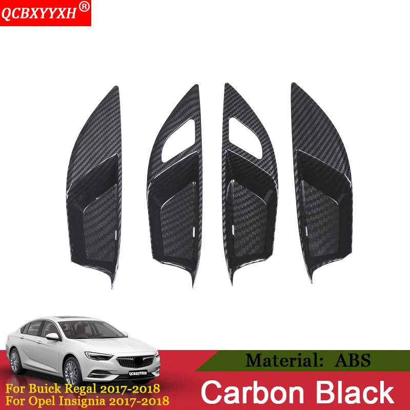 Carbon Black QCBXYYXH авто-Стайлинг 4 шт./лот внутренняя дверная ручка рамка внутренняя дверная чаша Блестящая крышка для Buick Regal Opel Insignia - Название цвета: Carbon Black