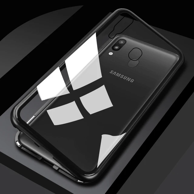 Clear With Black Магнитный адсорбционный чехол для телефона samsung Galaxy A50 A30 A20 Note 10 закаленное стекло для samsung S10 Plus S 10 A 50 чехол s магнит - Цвет: Clear With Black
