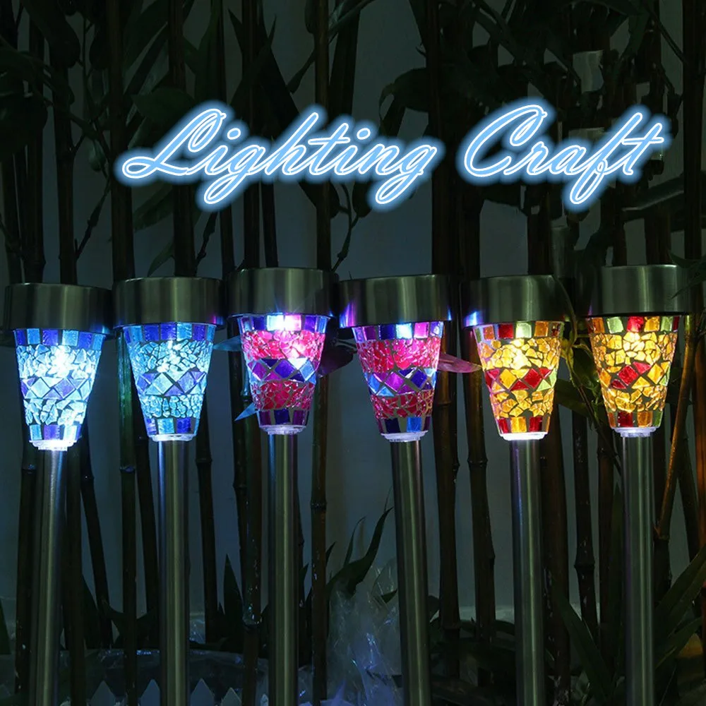 The new Solar lamps Power Mosaic LED Garden Light Stainless Steel Pieces Of Energy Outdoor Lamp For Lawn SunAK5019A | Лампы и