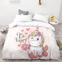 3d hd digital printing custom duvet coverkids child baby quiltblanket case king cartoon beddingbedclothes cute pink unicorn