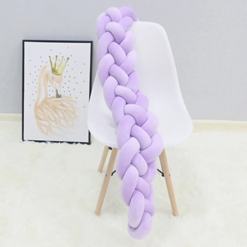 Purple 4 braids Смешанные цвета детская кроватка чистый ткачество плюшевая детская защита для кроватки для новорожденных детская кровать бампер украшение в детскую комнату 4 или 3 косички 200 см - Цвет: Purple 4 braids