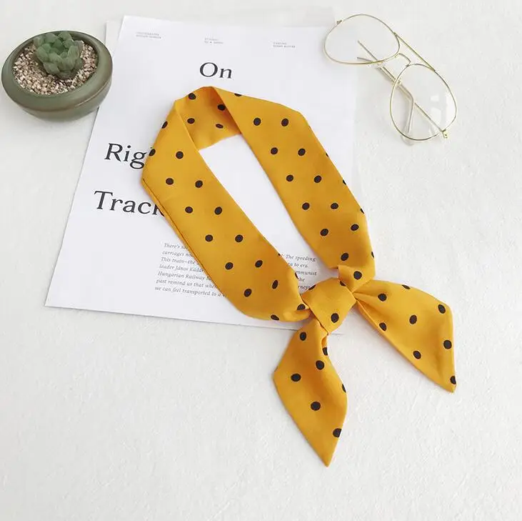 yishine New Women Small Silk Scarf Letter Plaid Striped Prints Headwear Handle Bag Ribbon Brand Scarves Fashion Decorative |