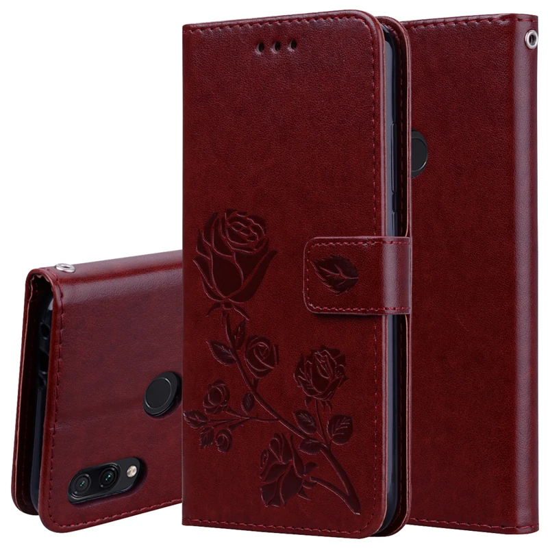 Кожаный чехол книжка с 3d изображением розы для Xiaomi Redmi Note 5 6 7 Pro 4X 5A Prime Global 6A plus S2 Mi A2