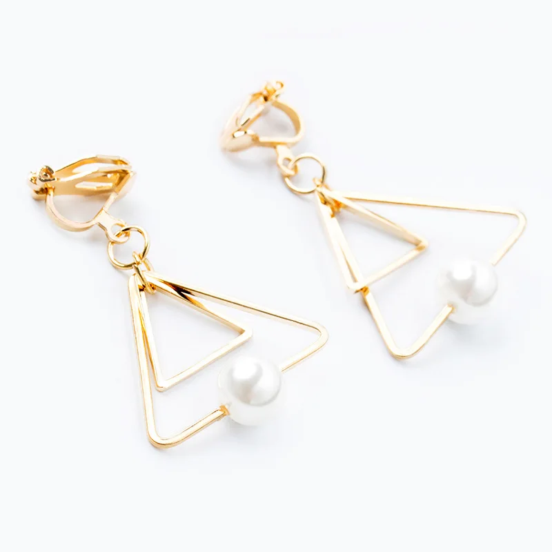 Большие и маленькие двойные полые треугольные серьги подвески с искусственным
