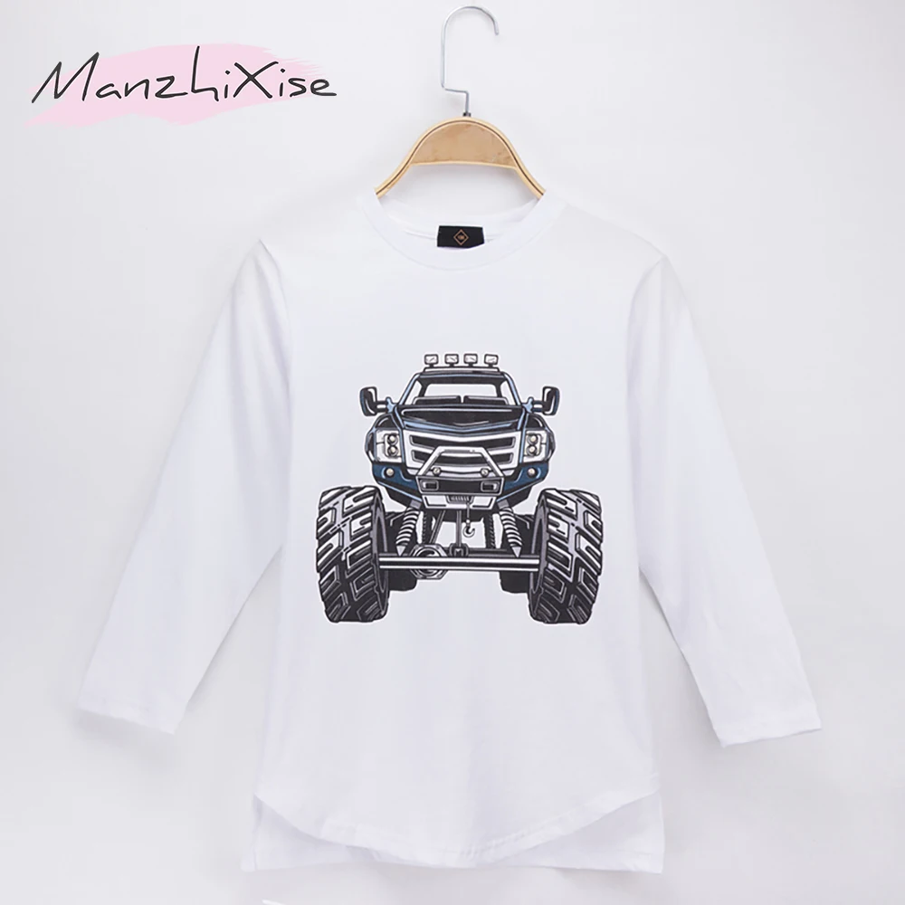 

2019 Hot Sale Children Clothes Kids T-shirts Monster Truck 100% Cotton Full Long Sleeve Boys T Shirt Grils Baby Top Child Shirts