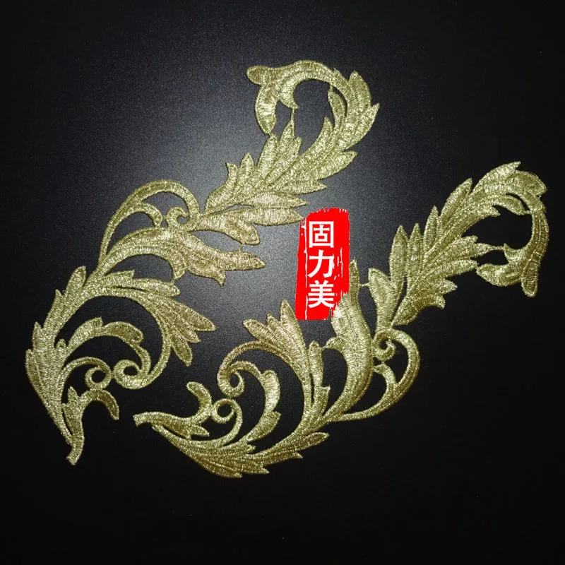 2pair embroidery gold &amp silver water soluable flower patch DIY lace applique sewing on | Дом и сад