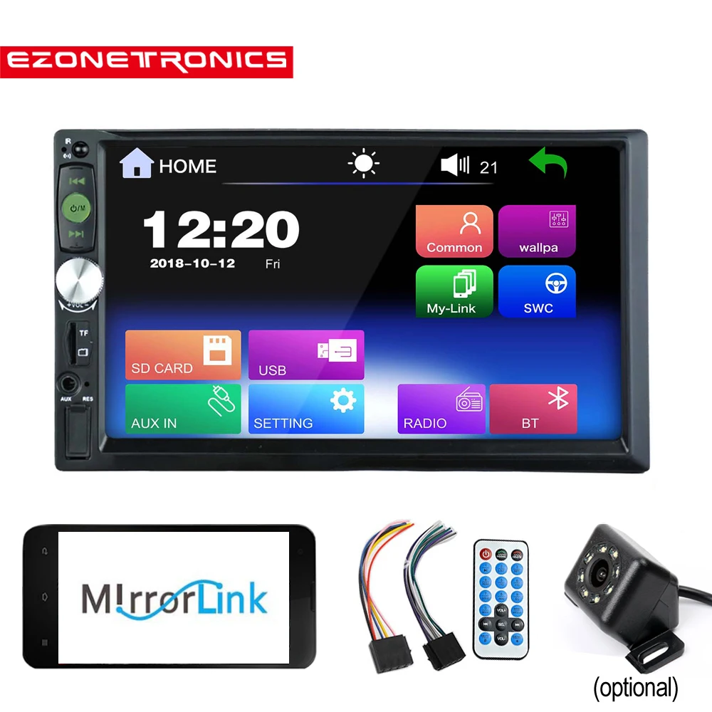 

2DIN Capacitive Touch Screen 7 inch Car Stereo Phone Link FM only Bluetooth MP3 MP4 Player with USB SD HD Decoding no dvd cd vcd