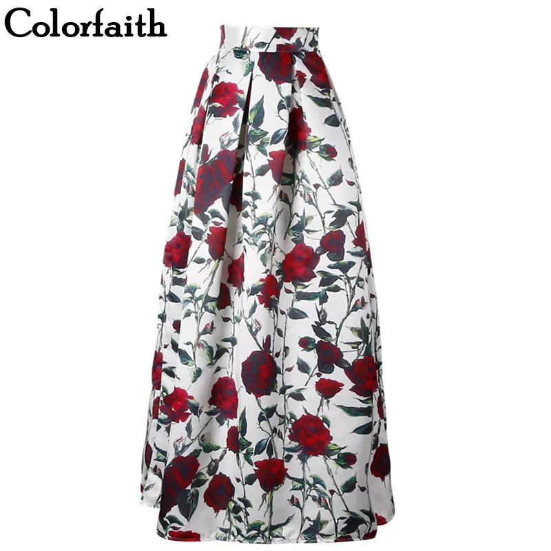 Женская длинная юбка в пол плиссированная атласная юбка-макси с цветочным