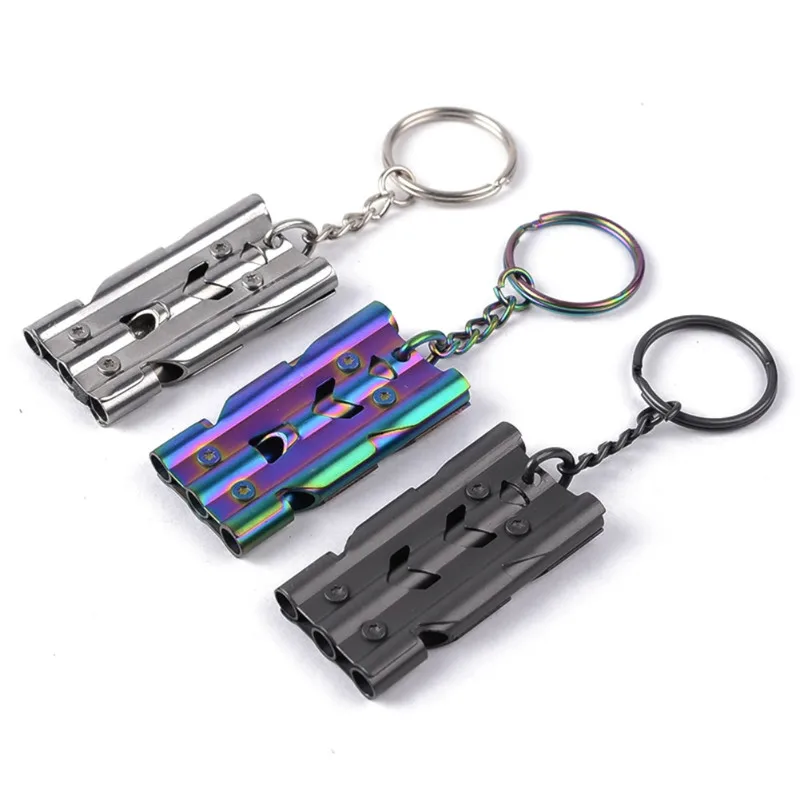 

survival signal EDC High Decibel triple pipe Portable Tool edc emergency sos keychain