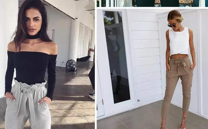 2018 Europe and the United States new fashion wild waist pants with belt 3 colors avaliable | Женская одежда