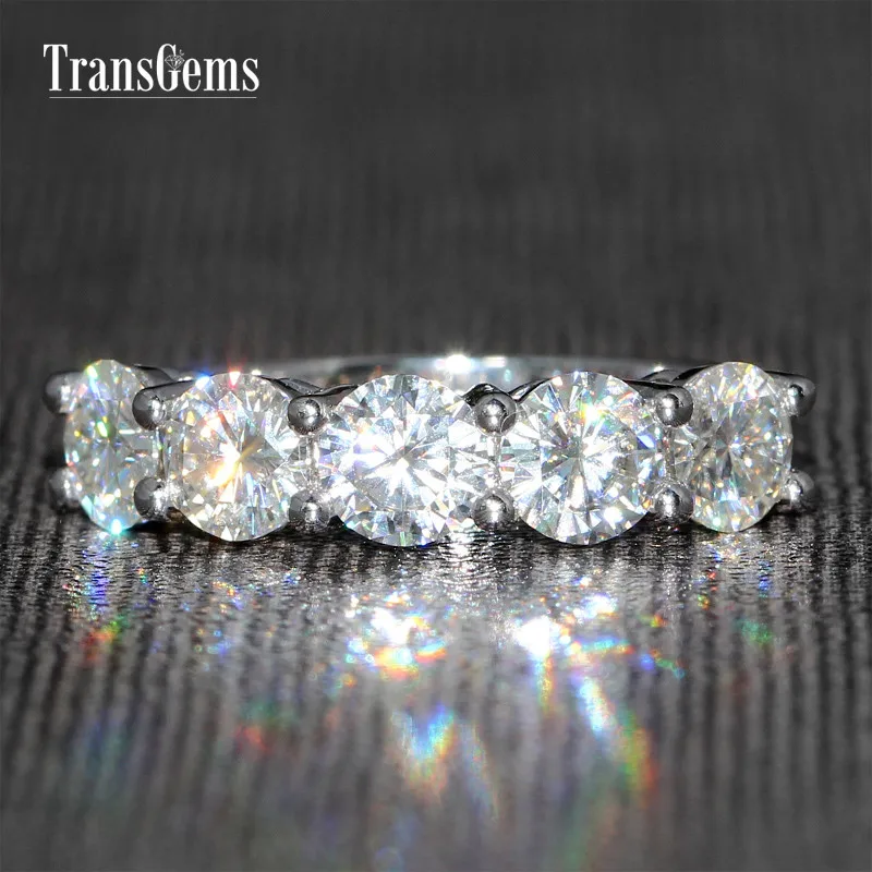 Трансдрагоценные камни Золотое обручальное кольцо Moissanite 2.5CTW 5 мм камень F цвет Moissanite Seting in 14K белое золотое обручальное кольцо для женщин