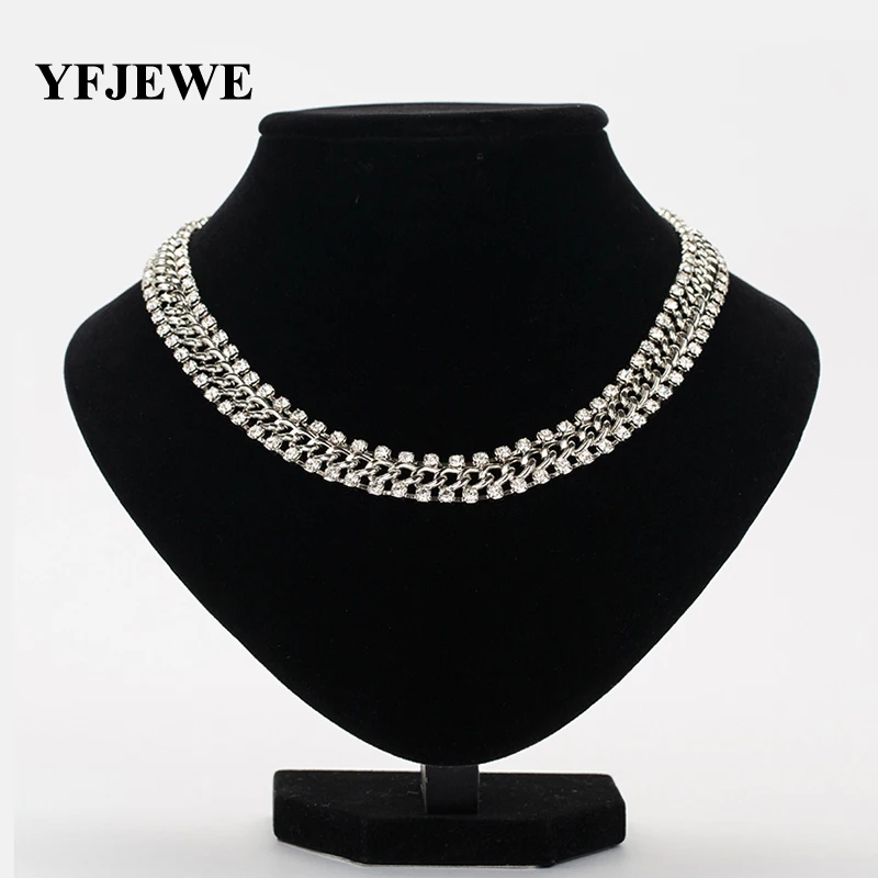 YFJEWE, новая мода, толстая цепочка, стразы, хрустальные бусины, колье, роскошное массивное ожерелье, массивные украшения, вечерние, подарок, N121