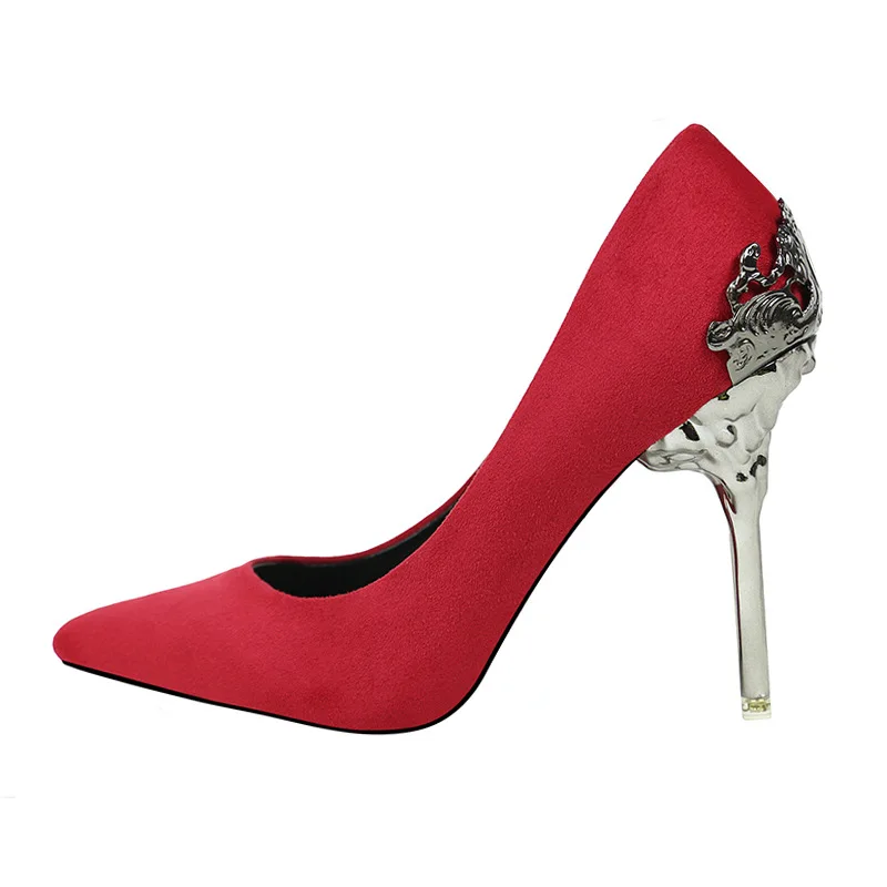 

Women Pumps Pointed Toe High Heels Shoes Women Flock Women Heels Wedding Shoes Ladies Party Shoes Stiletto