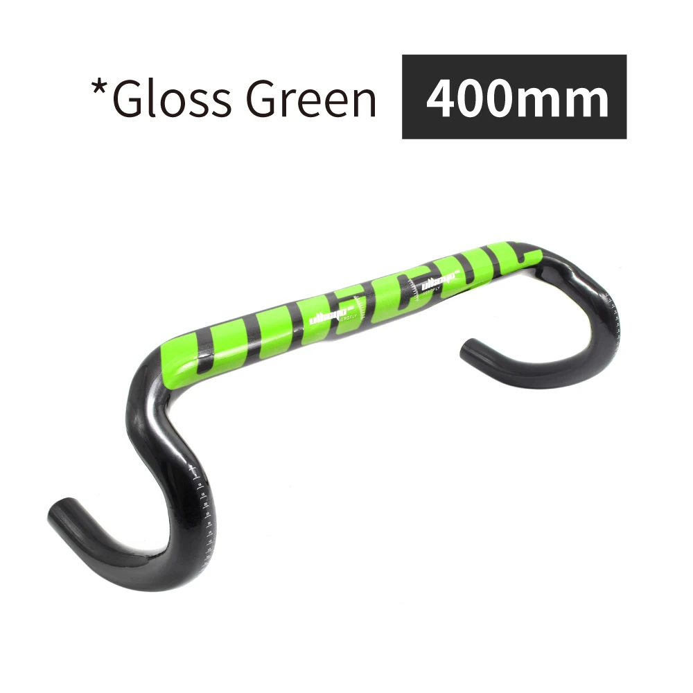 green 400mm gloss Новейшая модель; Цвета: черный, белый, красный дорога полностью из углеродного волокна, велосипедный руль для велосипеда из углеродного волокна, велосипедный фонарик для крепления на руле 31,8*400/420/440 мм WB205 - Цвет: green 400mm gloss
