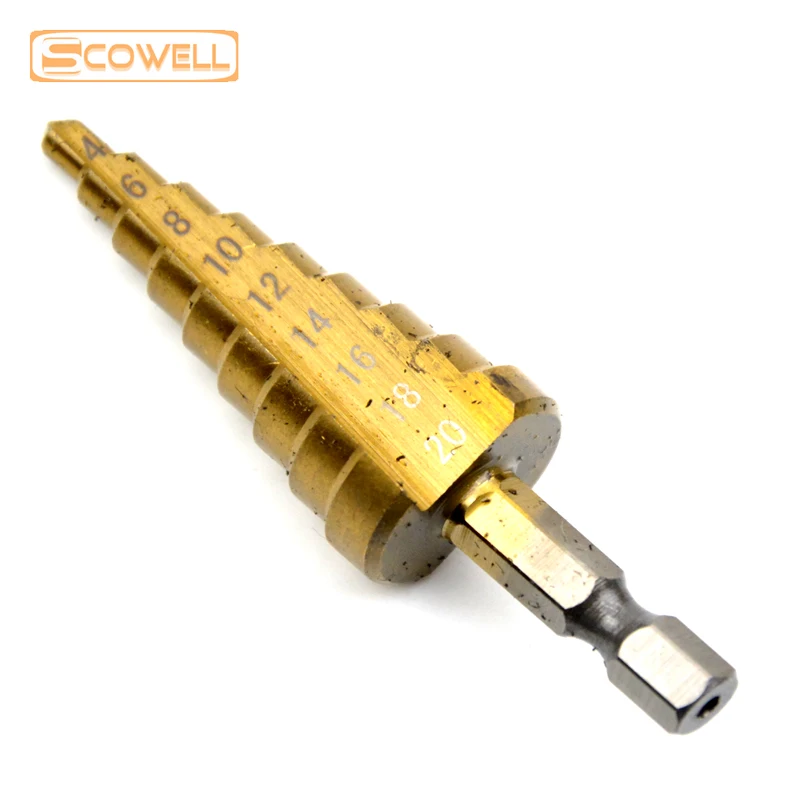 30% off 3pcs Step Drill Bits For Wood Working 4-12mm 4-20mm 4-32mm Metric 4/8/14 Steps Titanium Coated | Инструменты